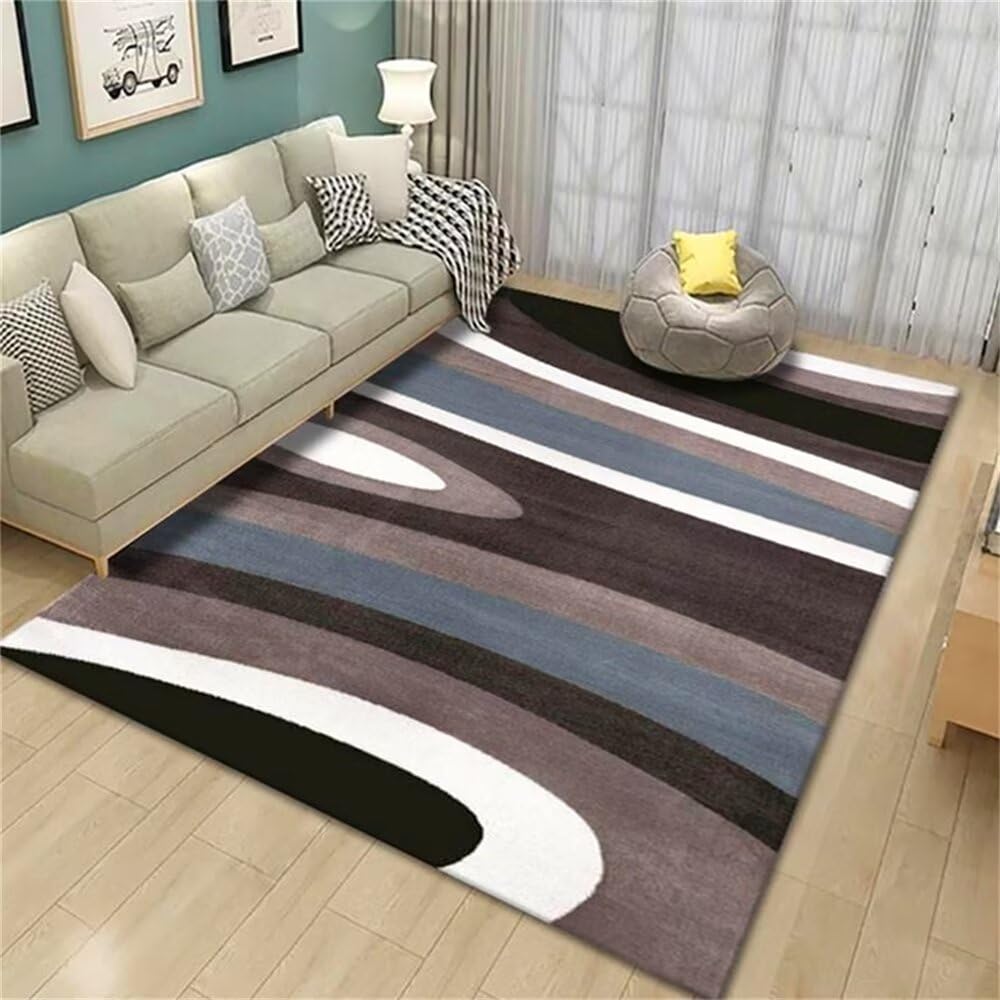 Tapis de chambre moderne abstrait gris-bleu pour un réveil tout en douceur
