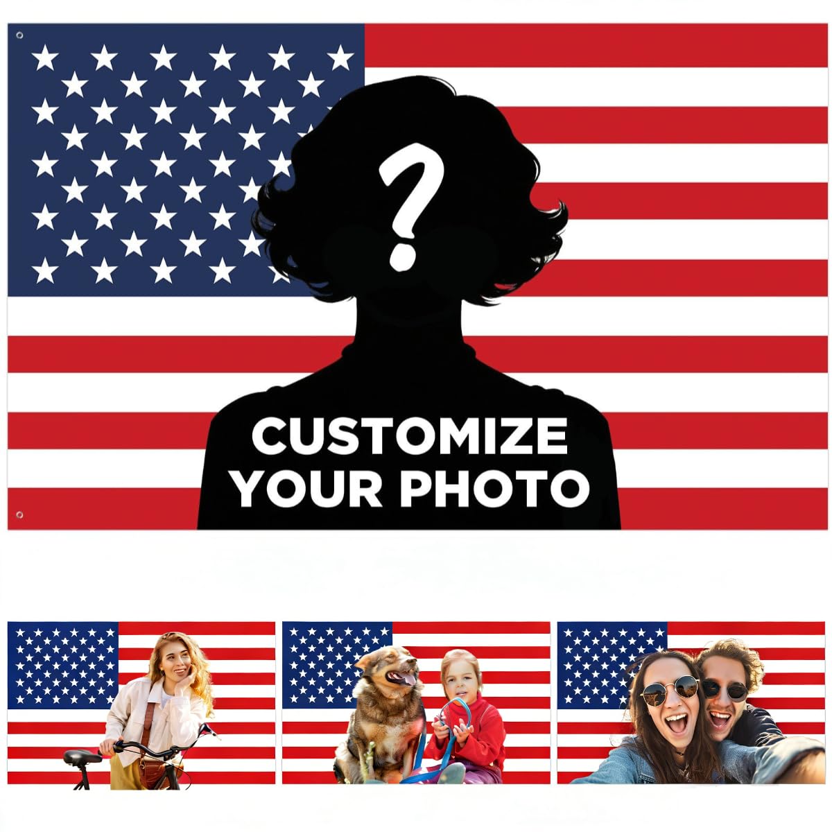 Custom American Flag 3x5 Ft Personalised American Flag Banner with Picture, Logo,Text Customised Funny Flag Banners and Signs for Wall,Clubs,Bars,Concerts & Parties,Gift for Indoor Outdoor Decoration — image 1