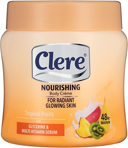 Clere – Nourishing, Body Crème, For Radient & Glowing skin, with Glycerine & Mult-Vitamin serum, 48hr moisture, Tropical Fruit, 300ml