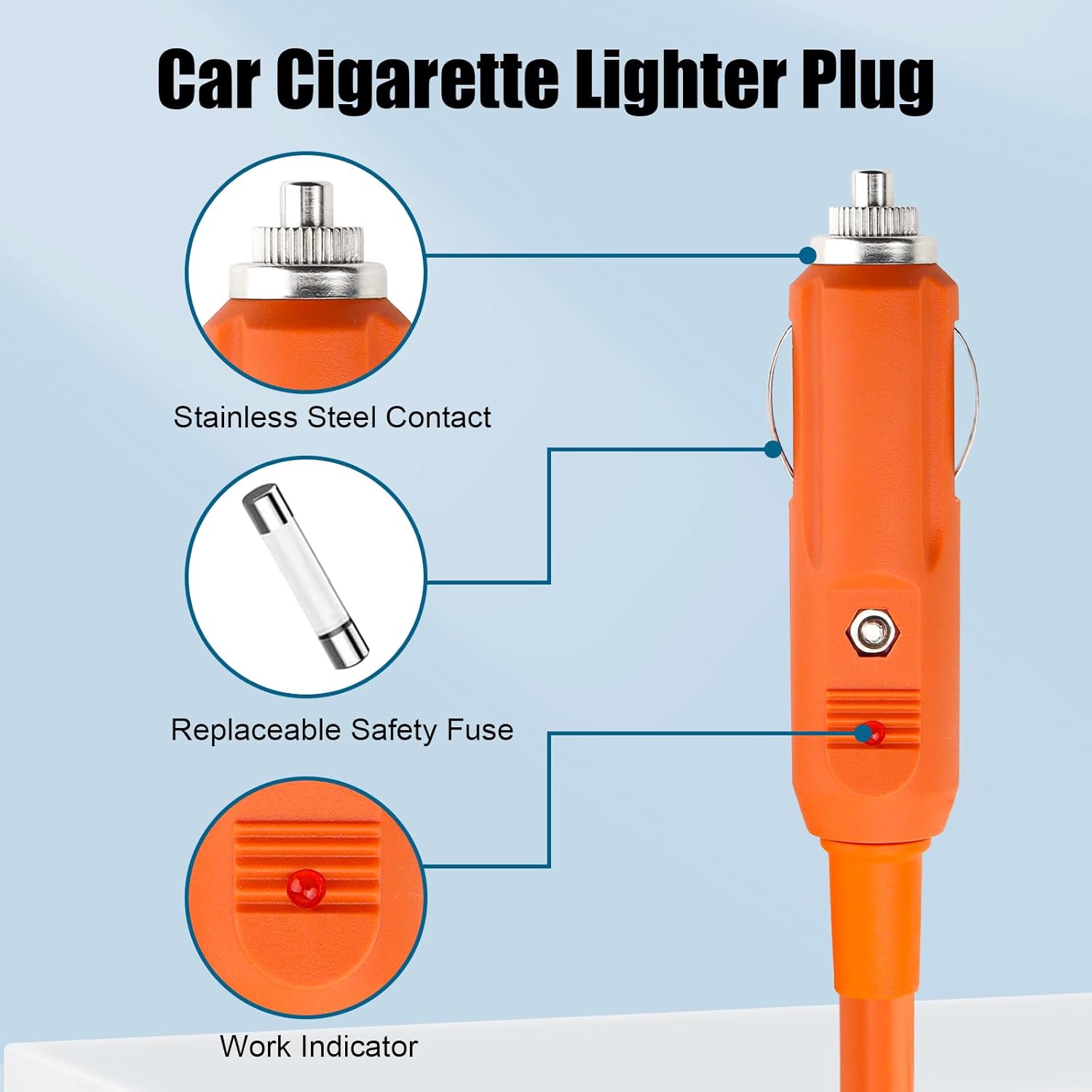 12V/24V 14AWG Car Cigarette Lighter Charging Cable 25FT,DC 8mm 15A DC7909/8020 To Car Charger Cable for Compatible with Jackery/Anker/GRECELL/BLUETTI/Goal Zero Yeti/Westinghouse Portable Power Station