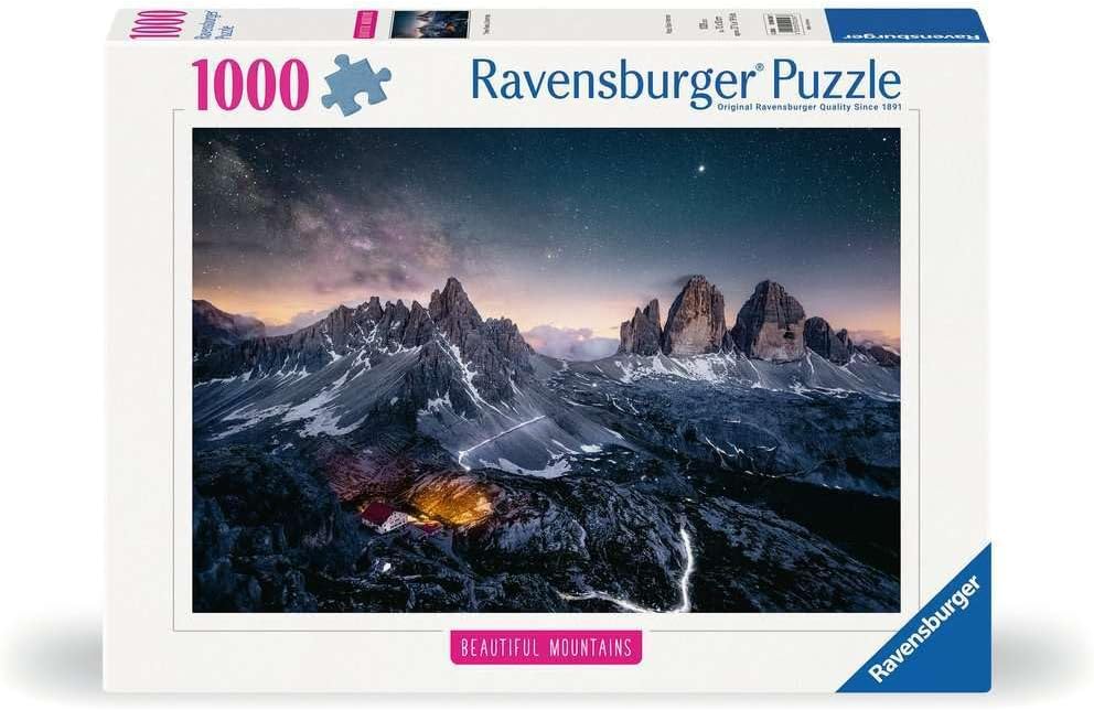 Ravensburger Beautiful Mountains - Three Peaks, Dolomites - 1000 Piece Jigsaw Puzzle | Breathtaking Alpine Landscape | Softclick Technology