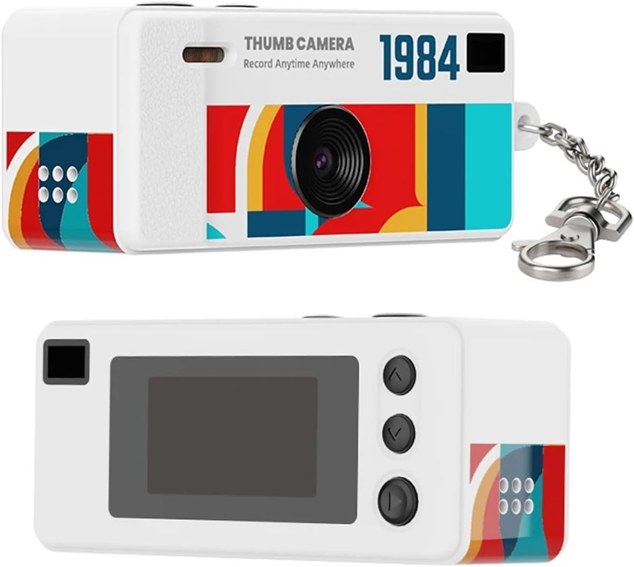 1080P Retro Mini Thumb Keychain Camera, 130° Wide Angle Auto Focus Flash TFT LCD Screen Portable Video Recorder