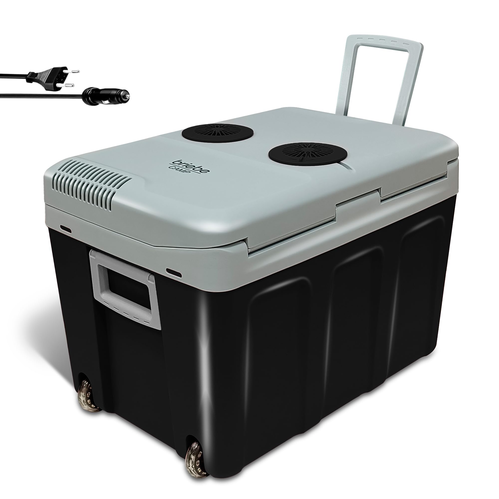 briebe Nevera Portátil Eléctrica de Viaje para Coche, Camping, 12V / 220V, Capacidad 40 L, Ruedas, Refrigera, Mantiene el Calor, Modo Bajo Consumo