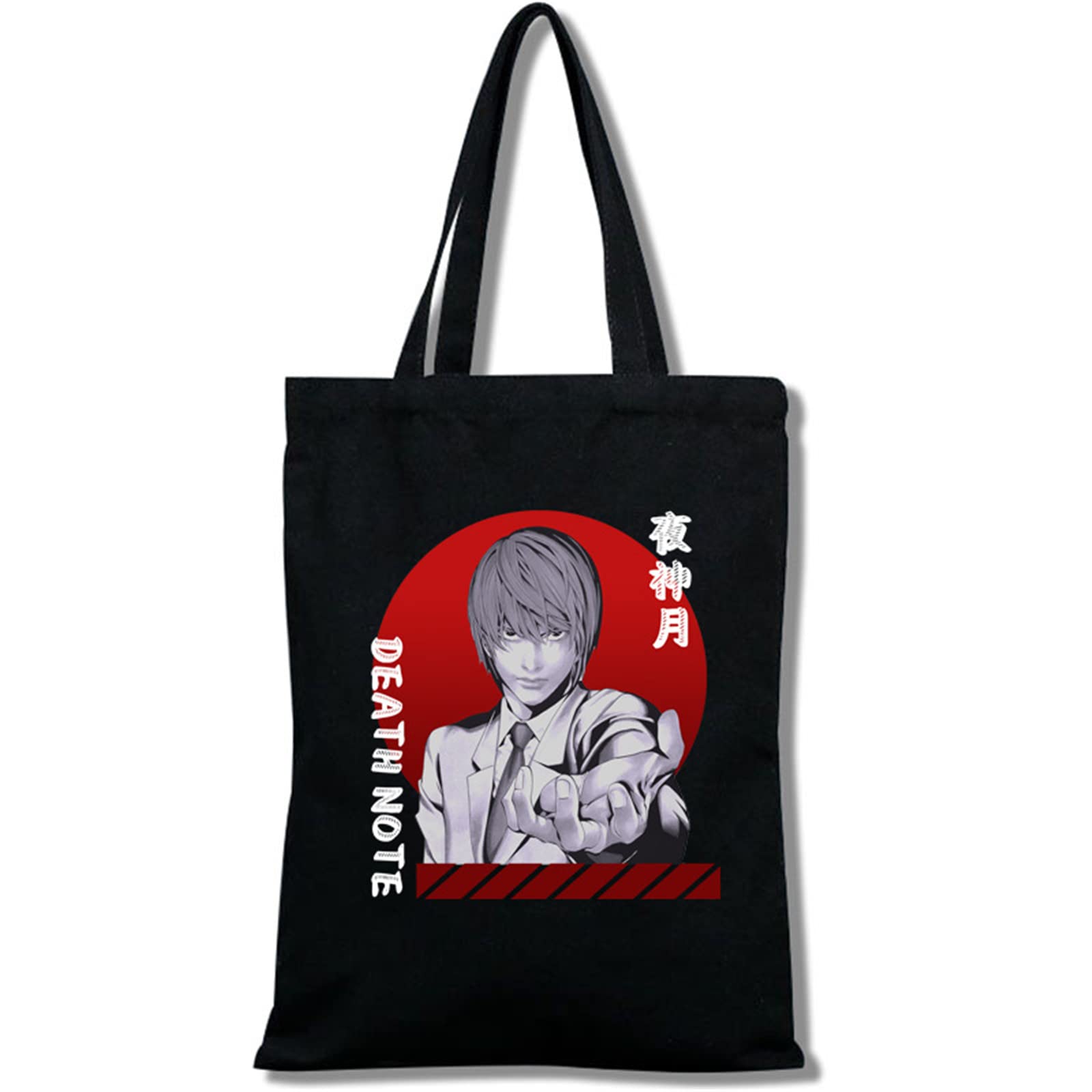 Kewing Women's # 8 Death Note Tote Canvas Bag For Girls Casual Daily School Large Capacity Shoulder Bag Ryuk Yagami Light Lawliet Cosplay Handbag For Anime Fans Gift