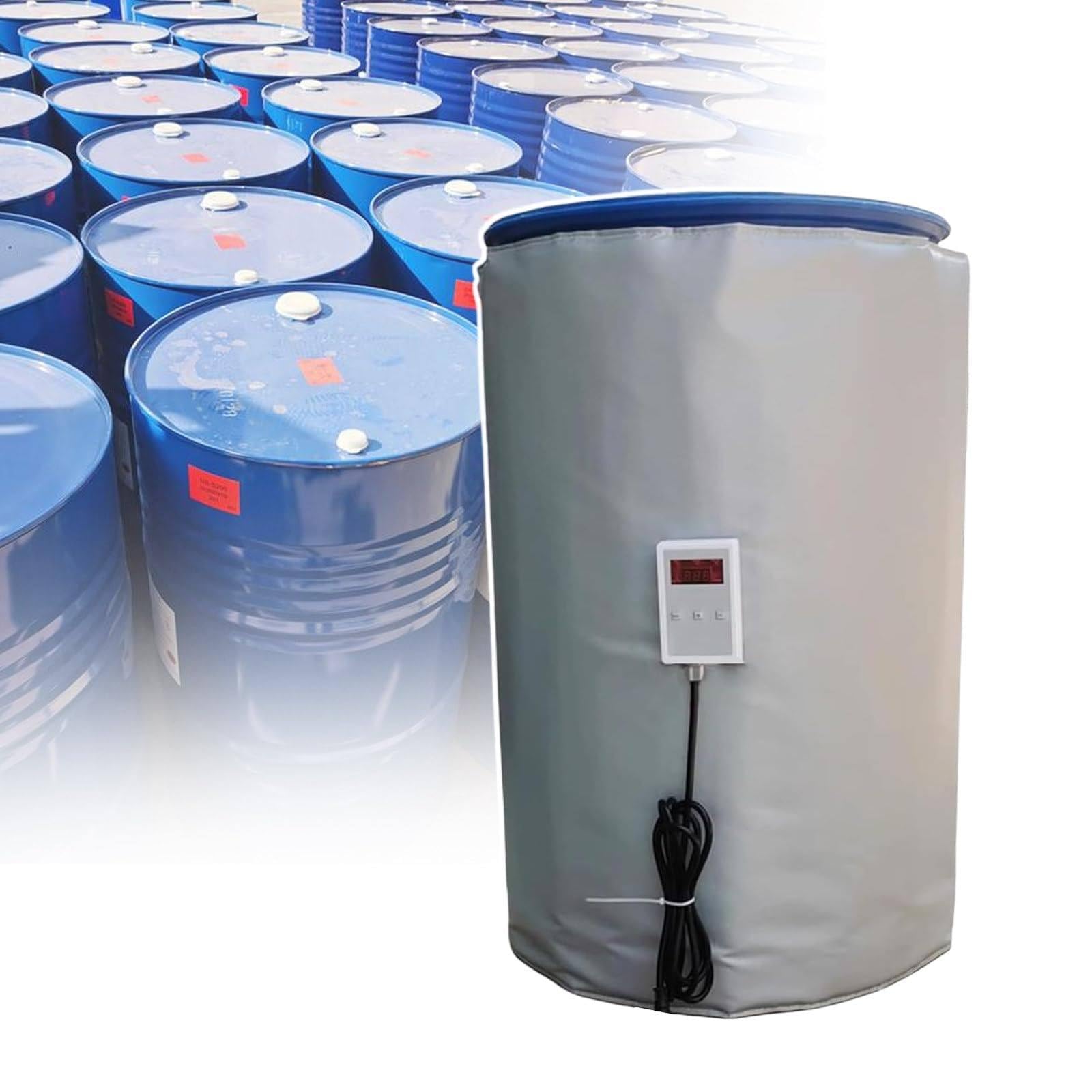 MRVAKDYDI Oil Barrel Heating Blanket, IBC Drum Heating Blanket with Temperature Controller, Black/Grey, 200L/1000L(Grey,200L)