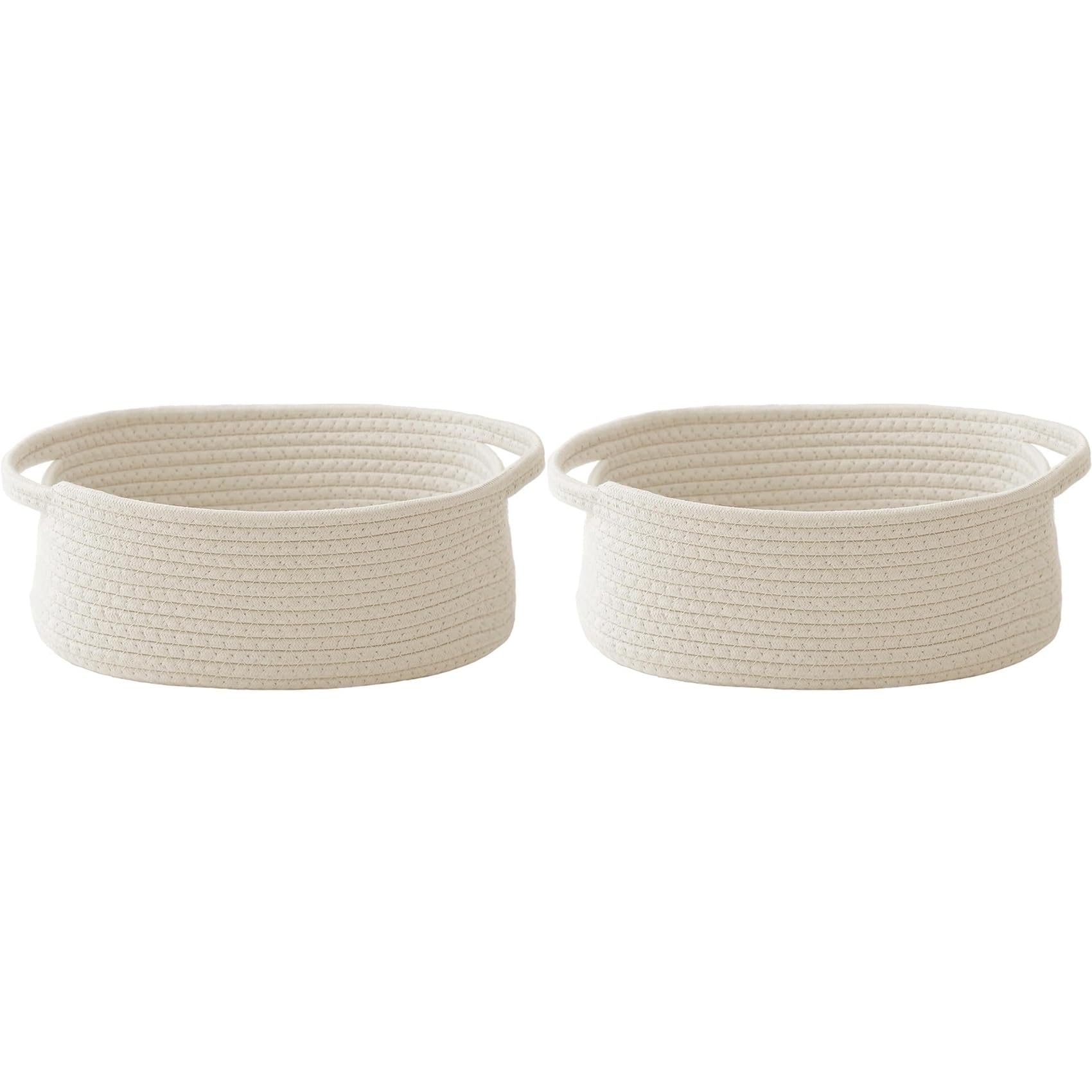 Aundhegrtt 2X Woven Basket,Small Rope Storage Bin with HandlesOrganizer for Shelves Closets,Basket Empty for Books,Dog Toys