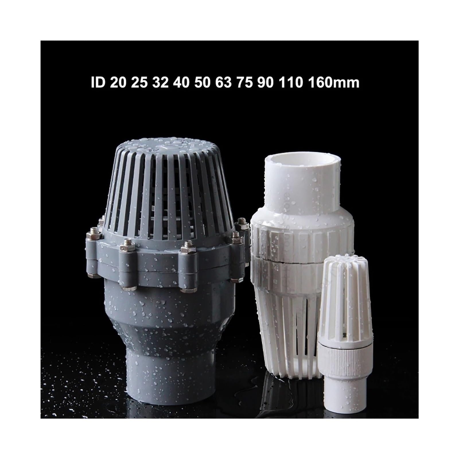 1 szt. ID 75 90 110 160 mm pompa wodna wlot filtra PVC dolny zawór zwrotny armatura akwariowa (wewnętrzna średnica 90 mm, W1hite)
