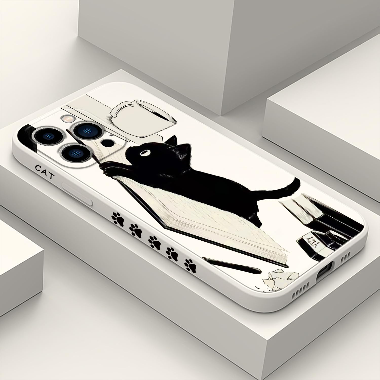 Coque iPhone 13 Pro fine silicone liquide évite les bris d'écran chat - 8