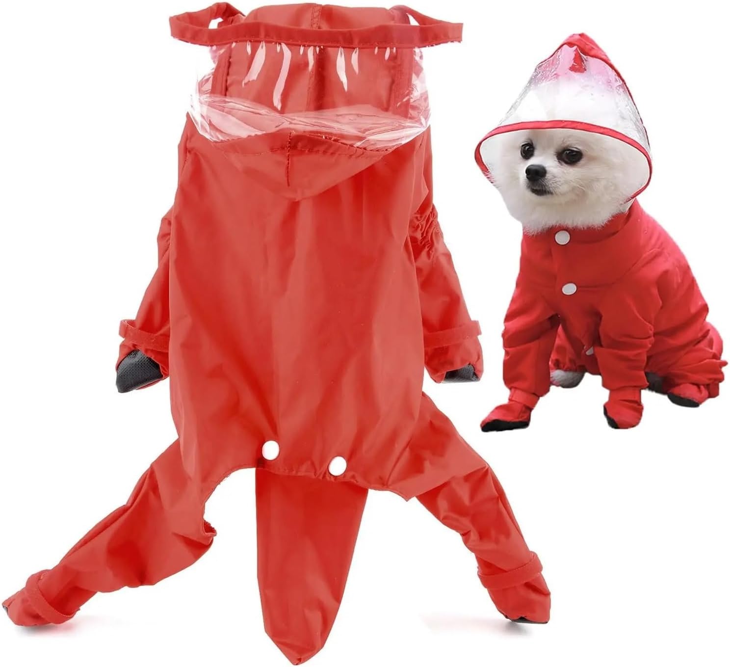 Outdoor pet Supplies Four-Legged one-piece pet Clothes Full Body cat and Dog Waterproof Raincoat with rain Boots(Pink,M)
