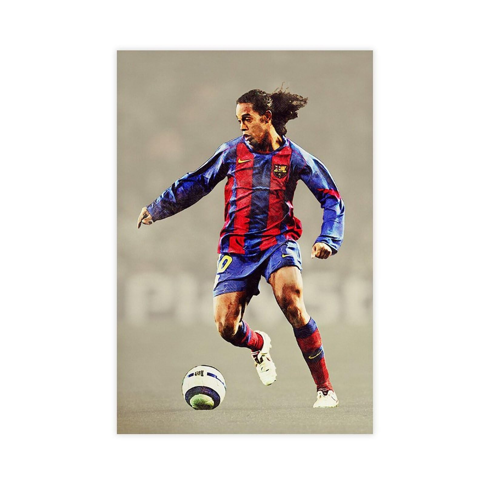 Photo Encadrée Ronaldinho Signée - Ballon De Football - Format 8x6 Pouces - ORIMAMI - Idée Cadeau