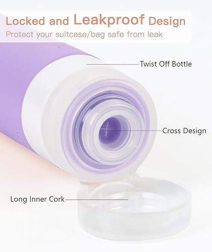 Miniatura 2 de Quatish Botellas de tamaño de viaje, paquete de 6, recipientes de viaje a prueba de fugas para artículos de tocador, botellas de champú y