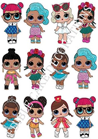 12 x LOL Dolls Characters Large Party Stand UP Edible Paper Cupcake Toppers Cake Decorations