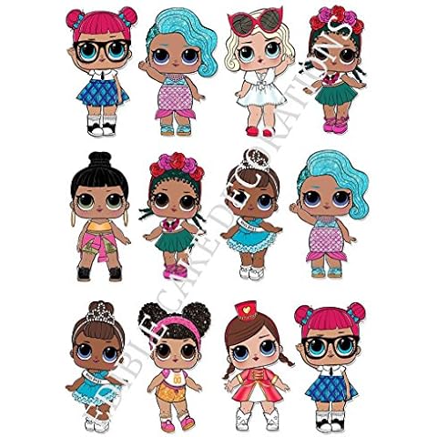 12 x LOL Dolls Characters Large Party Stand UP Edible Paper Cupcake Toppers Cake Decorations Cover