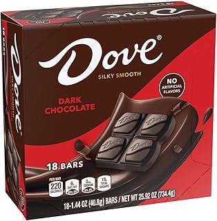 DOVE Dark Chocolate Candy Bars, Full Size Candy Bars, Suitable for Snacking, Parties, and Gift Baskets, 1.44 oz (Pack of 18)