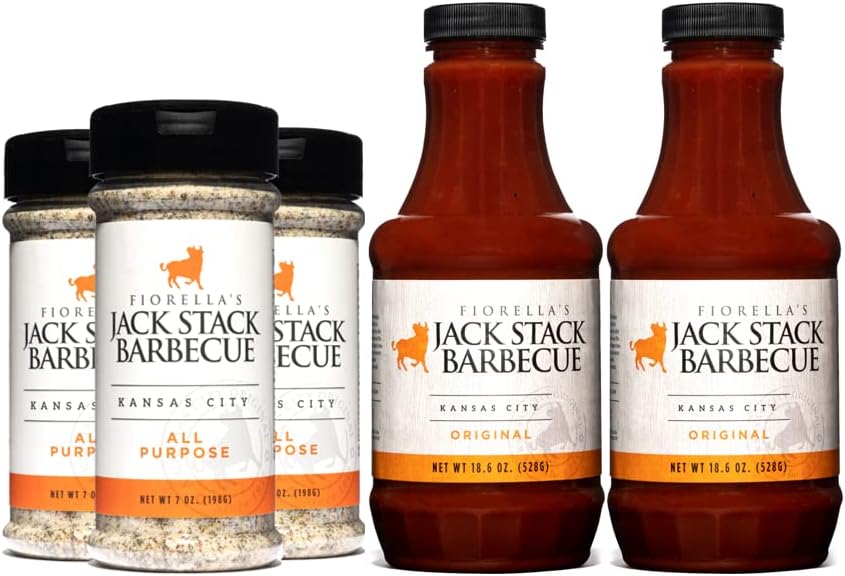 Jack Stack Barbecue Original Sauce - Kansas City BBQ Sauce - Smoked KC BBQ Sauce (2 Pack, 18oz Bottles) - Kansas City Spice 3 Pack - for Chicken, Beef, Ribs, Vegetables, Seafood, and More (7oz Each)