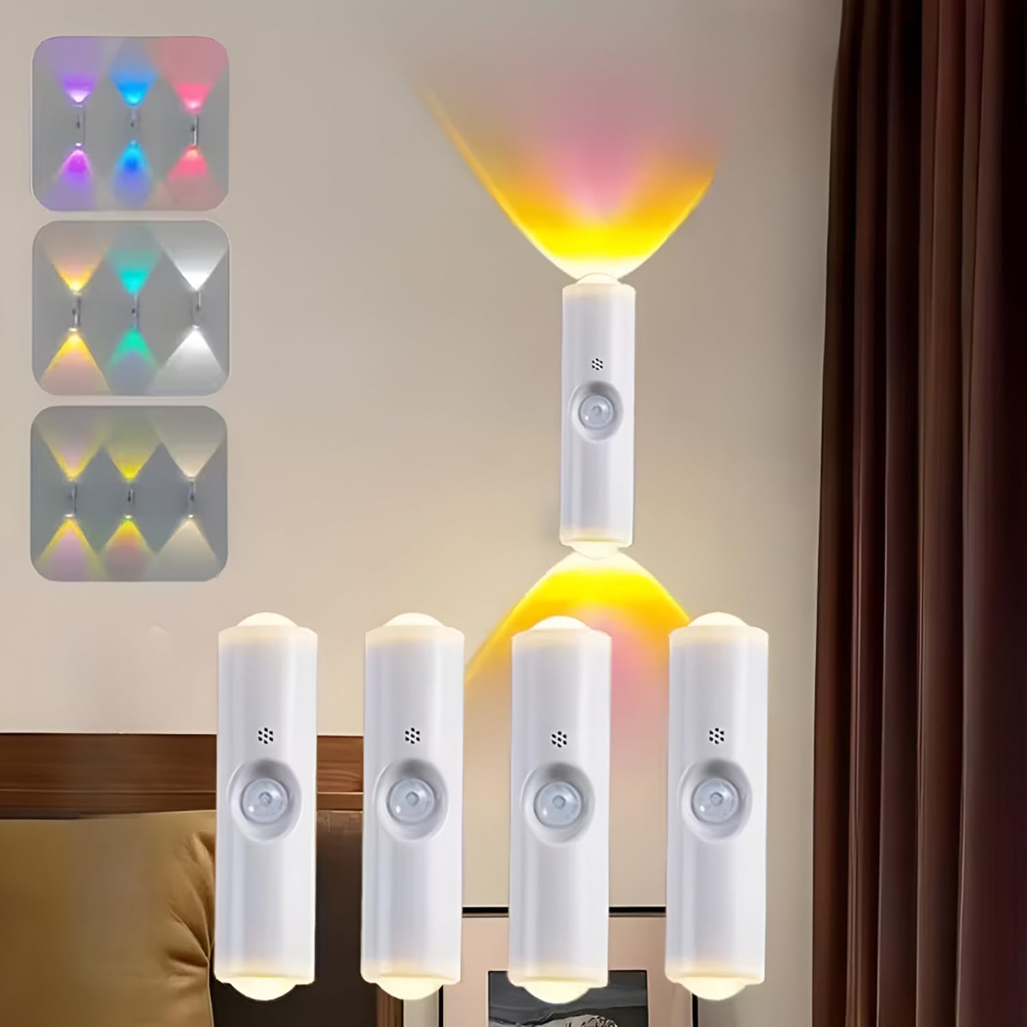 4-Pcs Rechargeable RGB Motion Sensor LED Lights – Smart Multicolor Night Lamps with Motion Activation, Magnetic Base, Wireless Energy-Saving Lights for Bedroom, Wardrobe & Office-image-10