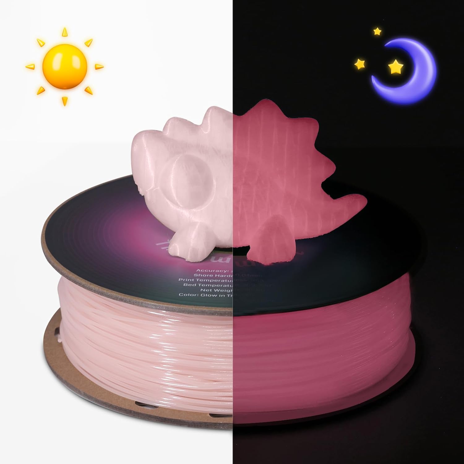 SainSmart - 540GPK Flexible TPU 3D Printing Filament, Glow in The Dark, Luminous Pink, 1.75 mm, 1 kg, Dimensional Accuracy +/- 0.04 mm