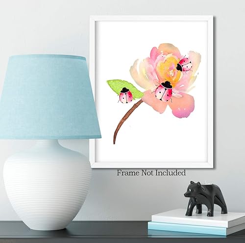 Miniatura 5 de Govivo Lady Bug - Impresión artística para decoración de pared con fondo blanco, impresión temática de insectos sin marco de 8 x 10 pulgadas para