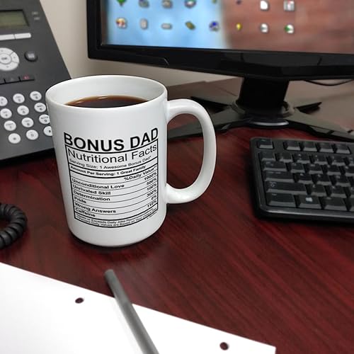 Miniatura 6 de Regalos para padrastro, taza de datos nutricionales para papá, regalos de cumpleaños para padrastro, regalos para papá de parte de hija o hijo, taza