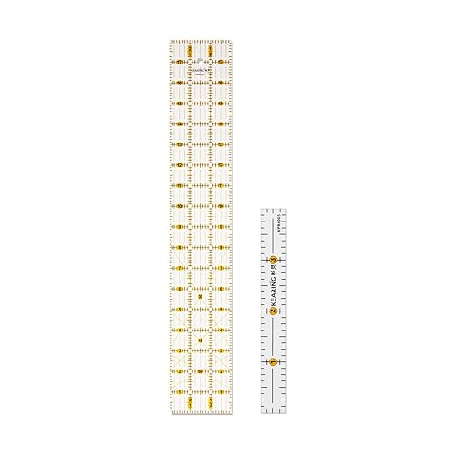 Regla de acolchado, regla de costura acrílica antideslizante para cortar tela, juego de mini reglas de acolchado transparente, 12 x 4 pulgadas y 3 x