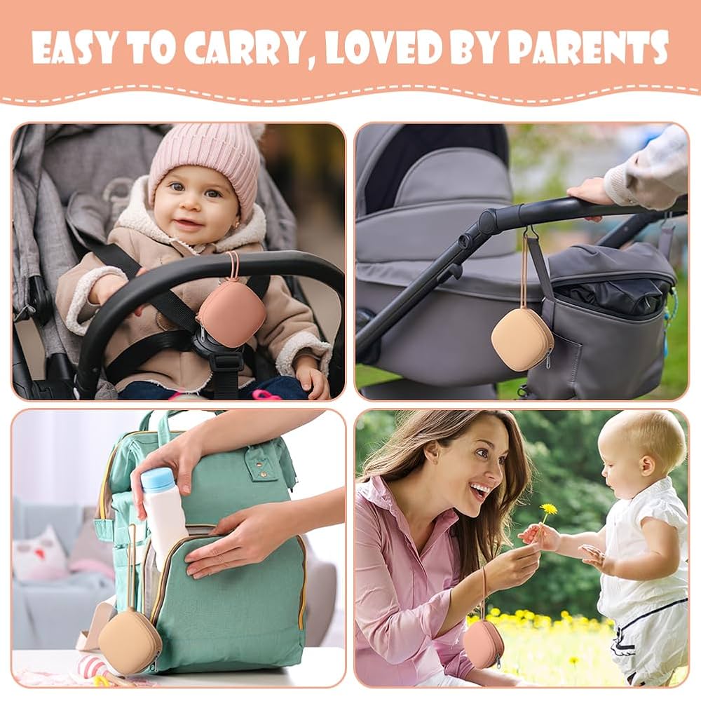 Aolso Dummy Holder Case, Silicone Dummy Holder Case, Baby Dummy Holder Case, Pacifier Holder Case, Portable Soother Pods For Baby, Baby Pacifier Case For Travel, Home (Grey) - Online Marketplace