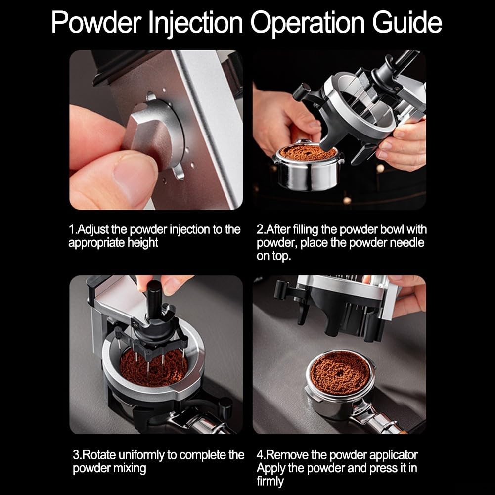 Herramienta de distribución de espresso con 12 agujas para agitador wdt, distribuidor de café de profundidad ajustable para portafiltro de 58 mm para accesorios de barista, aleación de aluminio, negro