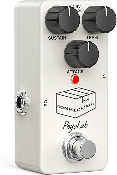 Pogolab Compressor Pedal, Guitar Pedal Compressor, Mini Compressor Pedal for Electric Guitar Bass, True Bypass DC 9V