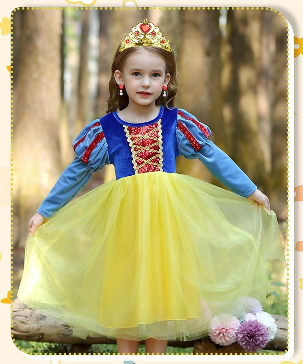 Princess Costume for Girls Dresses Toddler Kids Outfit for Halloween Birthday Party Cosplay with Accessories - Image 2