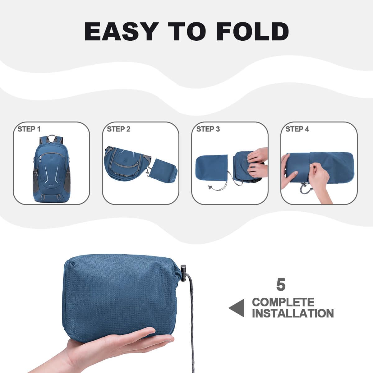 MIYCOO Zaino pieghevole ultra leggero per viaggi e campeggio, zaino da trekking da 45 l, impermeabile, pieghevole, per uomo e donna, blu, Blu, 45L, Zaino leggero e ripiegabile