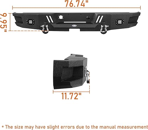 Miniatura 9 de u-Box Parachoques trasero Ram con anillos en D compatibles con camionetas Ram 1500 2006 2007 2008 - parachoques de acero Ram con textura