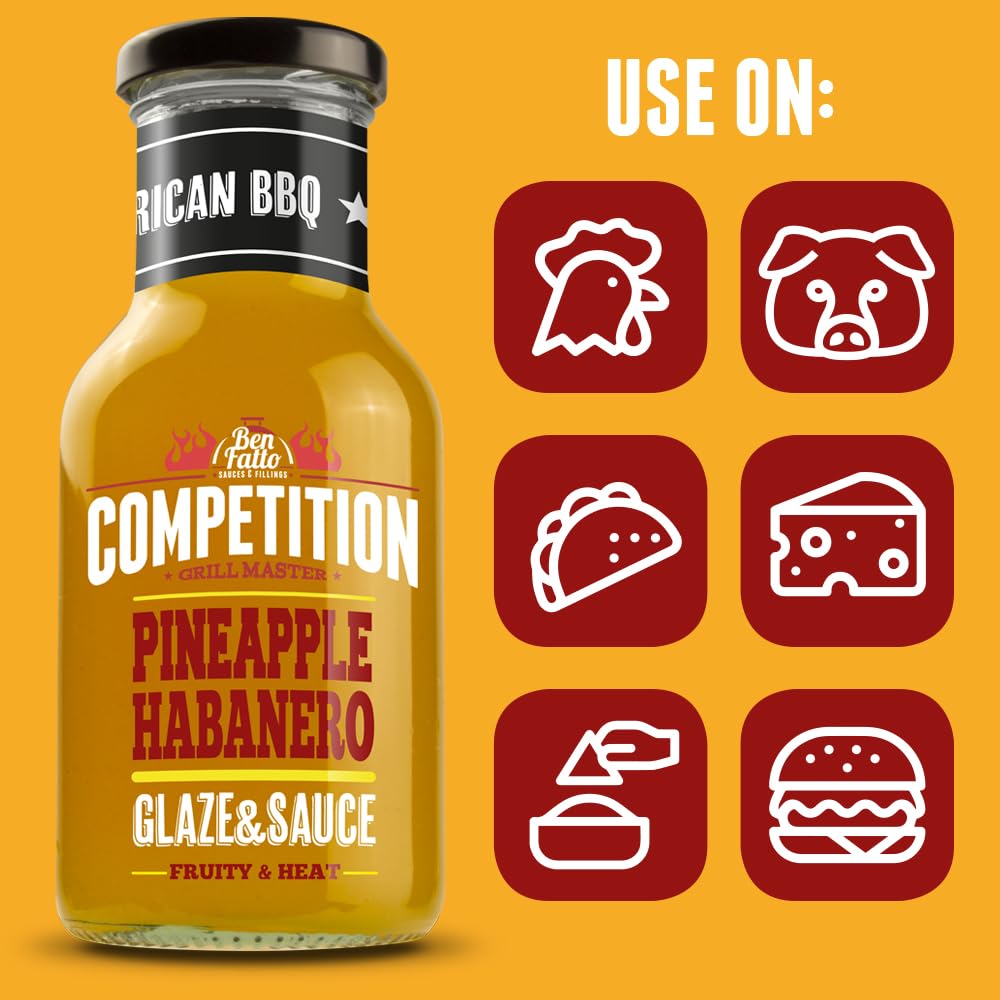 GLAZE & SAUCE PINEAPPLE HABANERO Competition Benfatto Glassa con ananas e peperoncini Habanero per BBQ