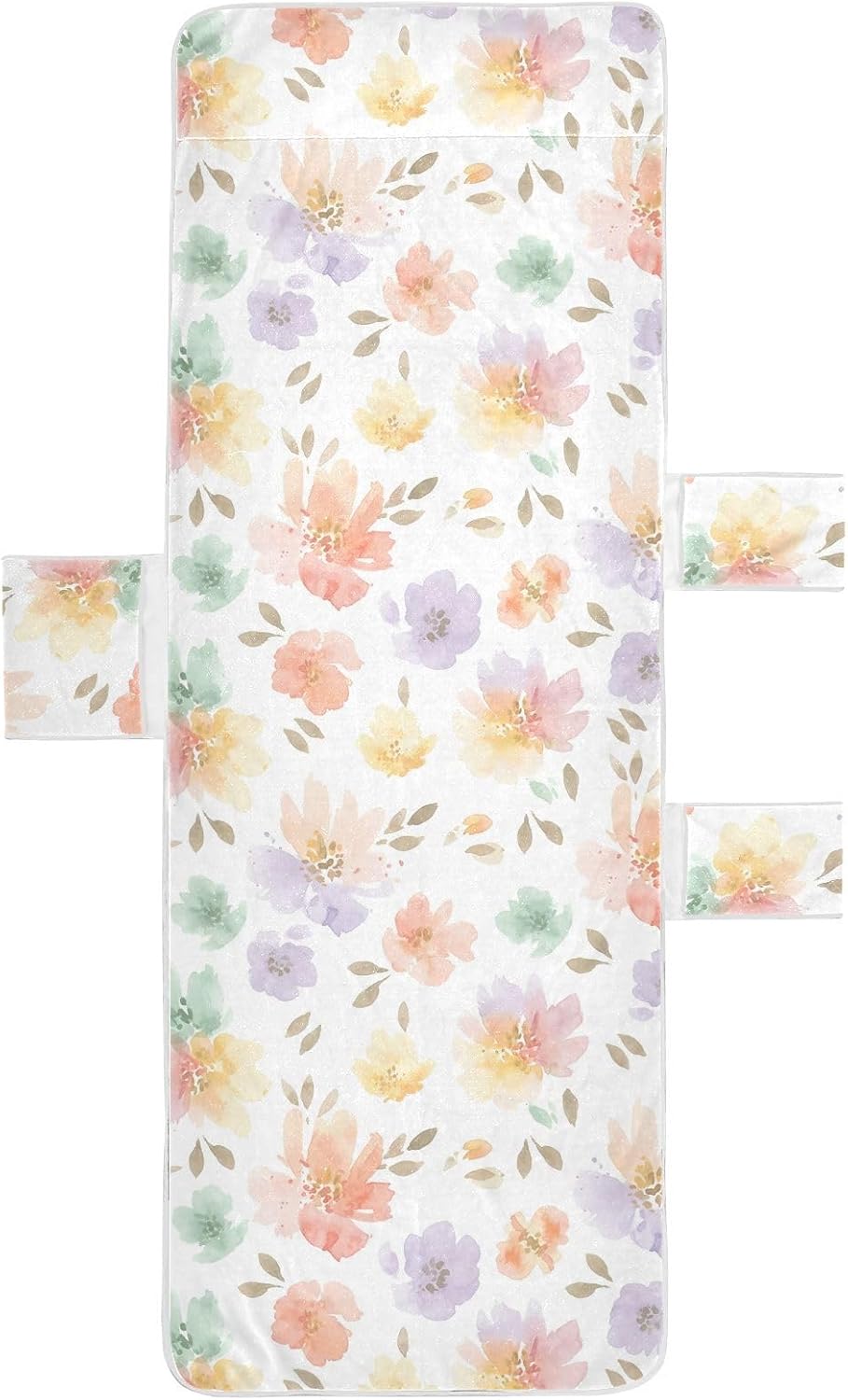 Cute Flowers Lounge Chair Towel Cover with Side Pockets – 85x30in Foldable Chaise Cover for Beach, Pool, Patio, Spa