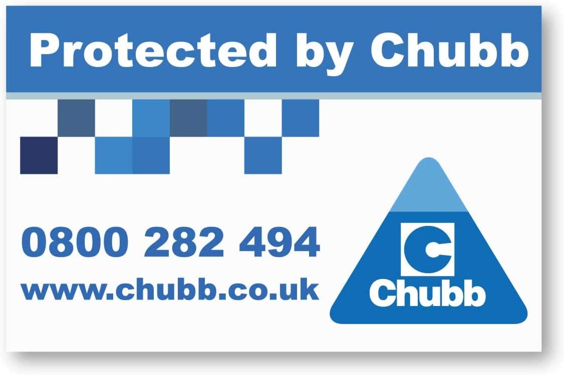 Chubb Burglar Alarm "Protected by Chubb" Window and Door Stickers (10)