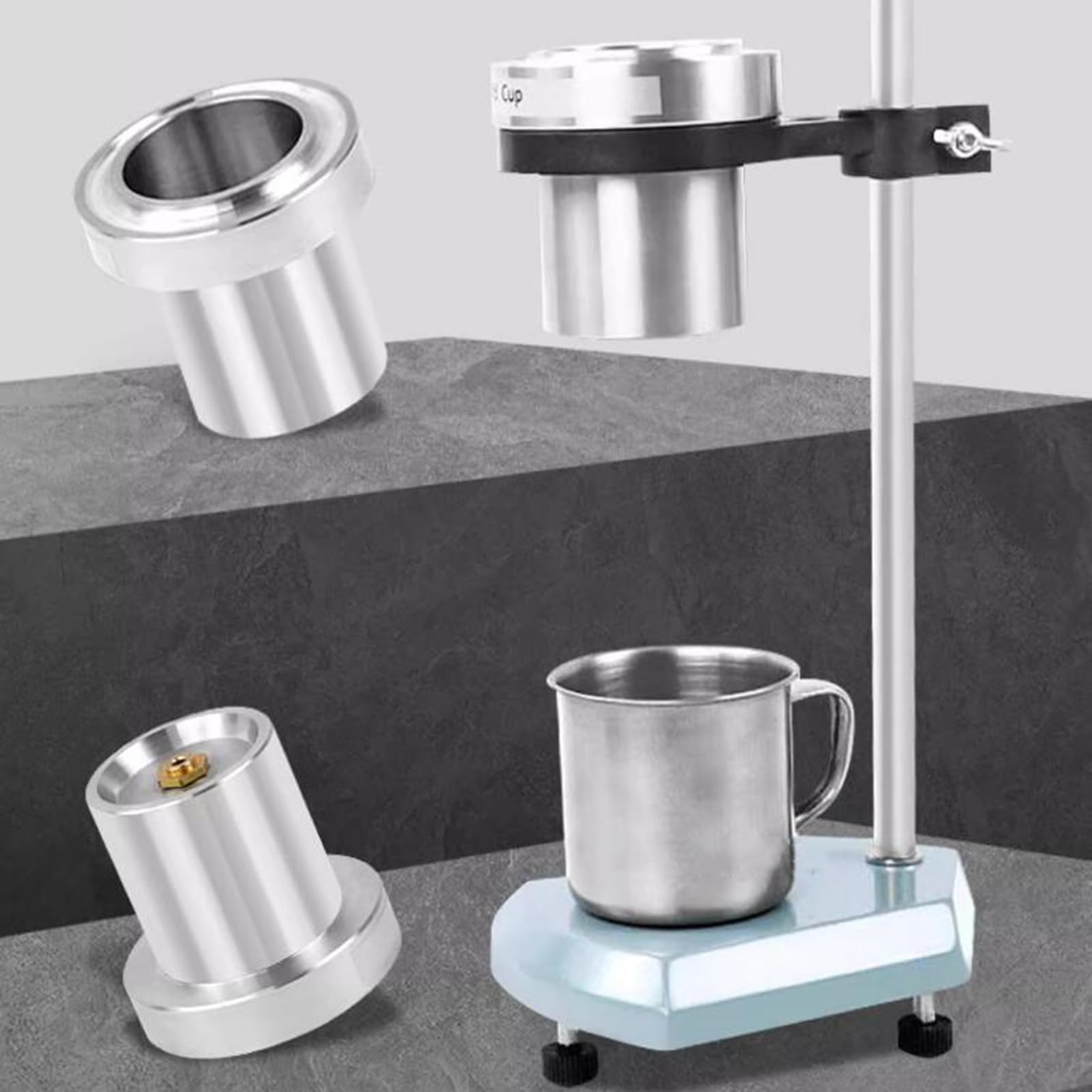 Vaso viscosímetro para medición de viscosidad, capacidad de 100 ml, soporte de altura ajustable, rango de medición de 49-220 cSt, perfecto para pinturas y líquidos