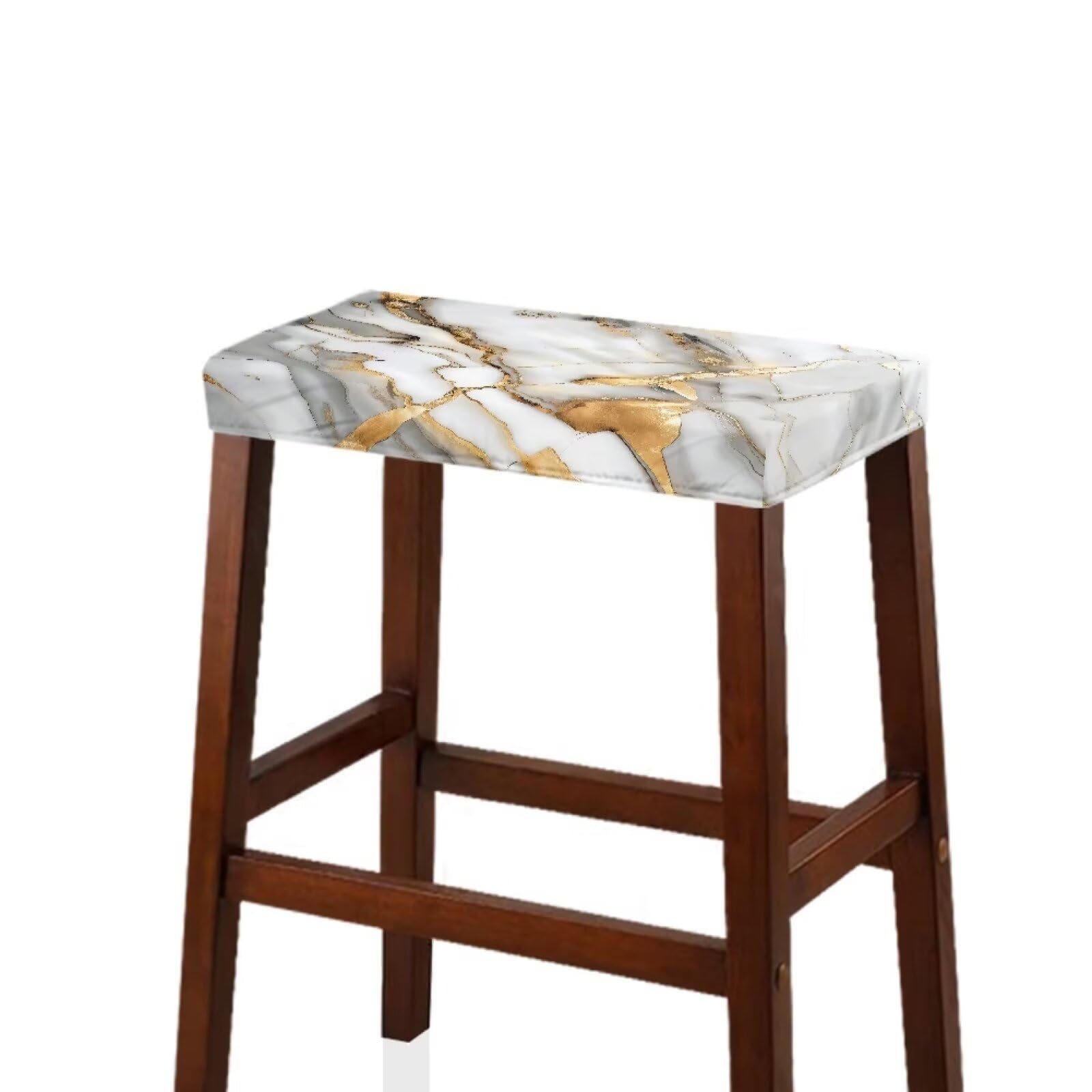 Vanideaoty White Gold Marble Stool Covers Square 2 Pack Stretch Rectangle Bar Stool Covers Vanity Stool Cover Barstool Covers Slipcovers Seat Protector