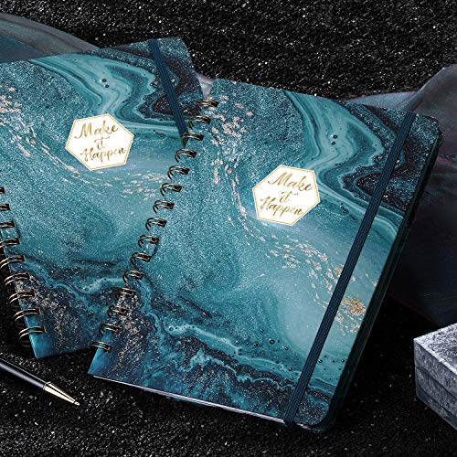 Spiral Journal/Notebook - Lined Journal With Hardcover And Premium Thick Paper, 8.5" X 6.5", College Ruled Spiral Notebook/Journal, Strong Twin-Wire Binding, Back Pocket, Blue Pattern #TOP2