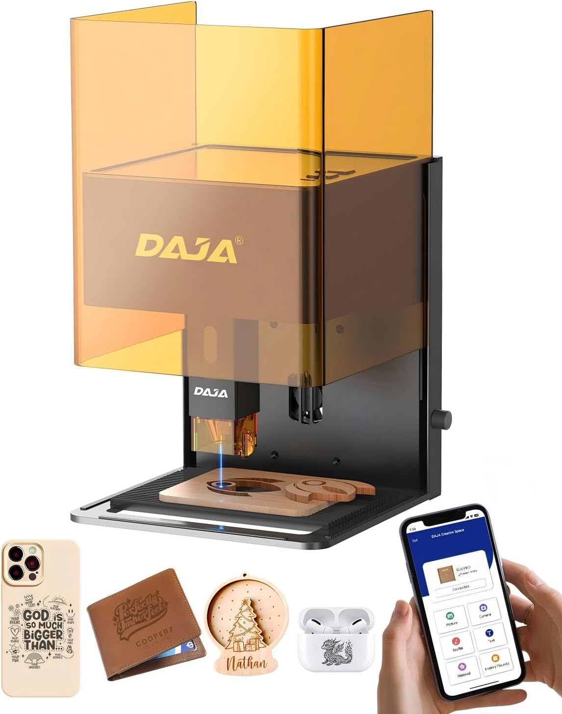 DJ6Pro Enclosed Laser Engraver Machine Desktop Laser Cutter with Rasiers support Lightburn for DIY beginner-friendly (10W)
