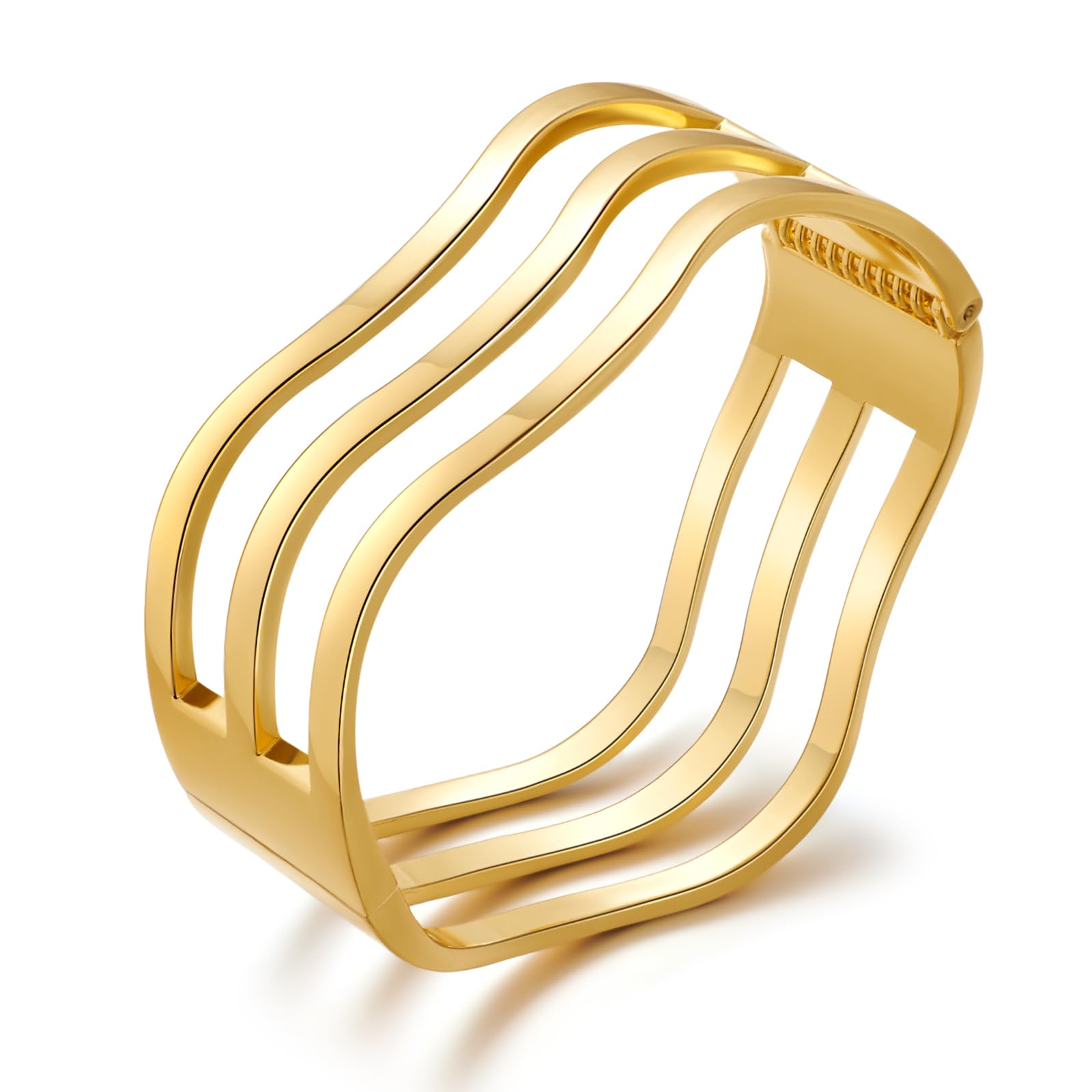 XYNSNDB Klobige goldene Armreifen für Frauen, Dicke, breite Klappmanschette, Vintage-Statement-Armband, gedrehtes, gehämmertes Handgelenk