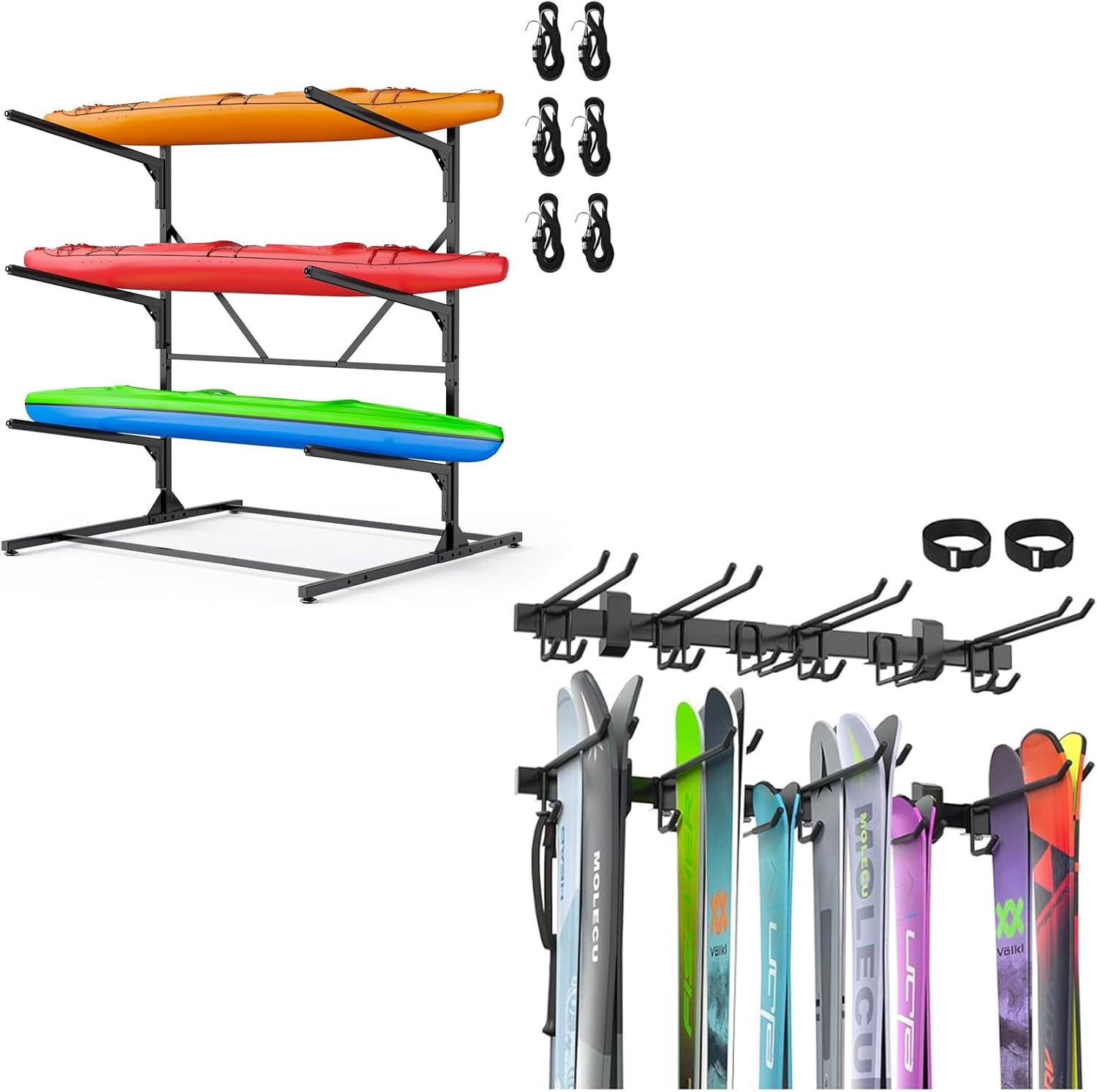 Kayak storage rack and ski rack wall mount 32in