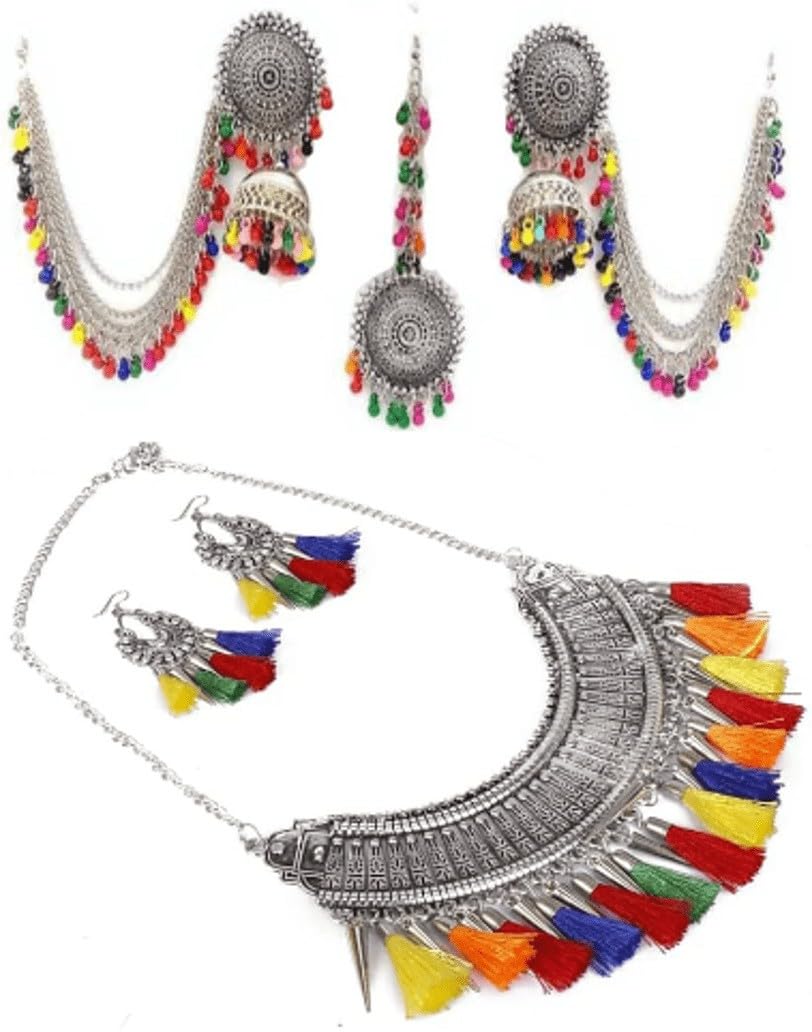 COSMO DUST Women Oxidised Necklace & Maang Tikka Set | Multicolor | | SGN-018-MCHB | (B0CB34XX2V) Amazon Price History, Amazon Price Tracker