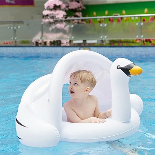 Miniatura 6 de Flotador de natación para bebé con toldo inflable para exteriores, anillo de natación para exteriores, flamenco rosa, niños pequeños de 6 meses a 48