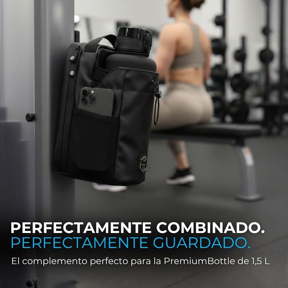 Bolsa de deporte magnética con soporte para botellas de 1,5 l, bolso deportivo compacto para entrenamiento y uso diario