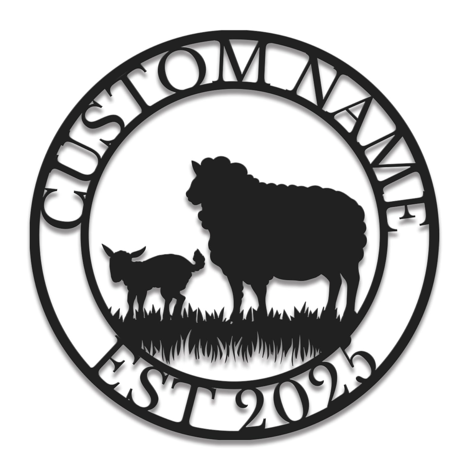 Gewasi Style-5 Personalized Sheep Metal Sign, Custom Goat Farm Decor, Rustic Ranch Name Plaque, Farmhouse Wall Art, Unique For Farmers & Animal Lovers (Style-5)