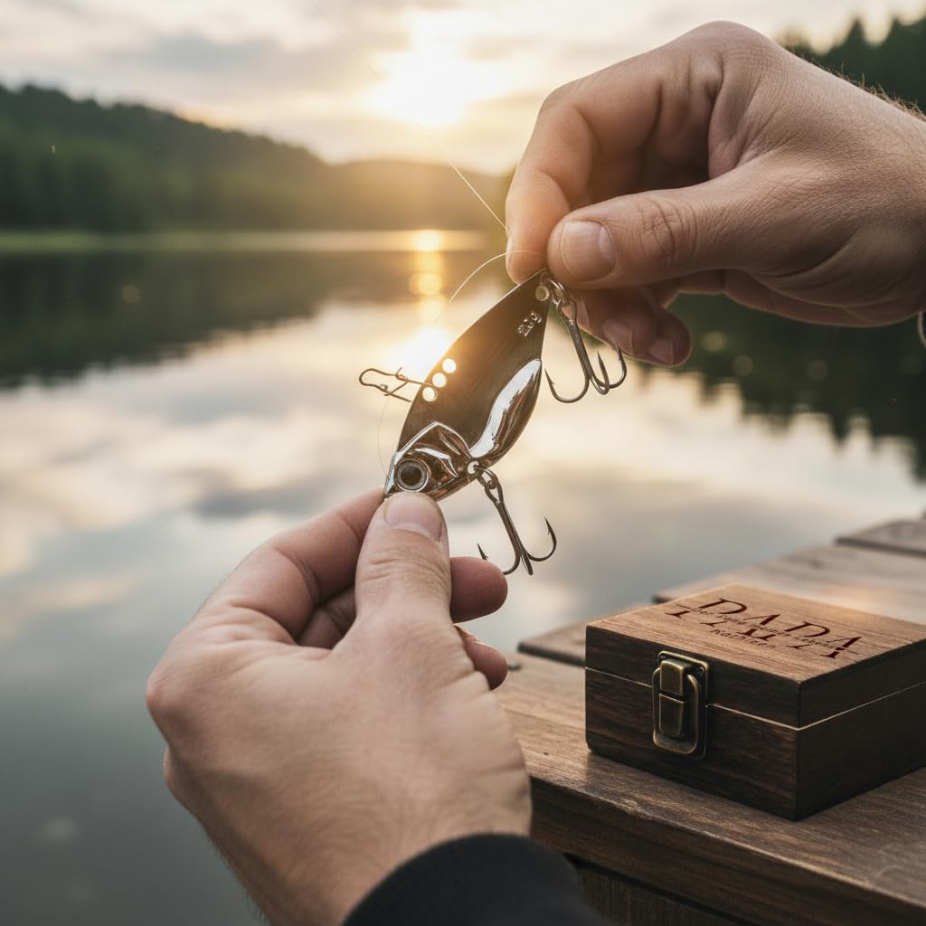 Angel Box mit Haken personalisiert, Geschenk Vater Sohn, Angelhaken, Angeln, Geschenke für Angler, Angelköder, Köderbox als Geburtstagsgeschenk mit Namen (Fang meines Lebens)