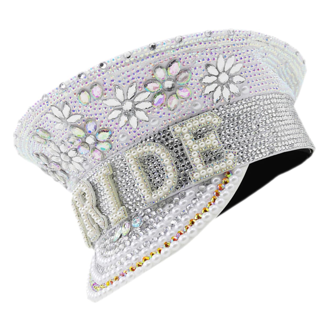 Toyvian Sombrero de Novia Color Marfil Incrustaciones de Gemas de Imitación, Talla Única Ajustable, para Bodas y Despedidas de Soltera, Accesorio Elegante para Fotografía y Fiestas