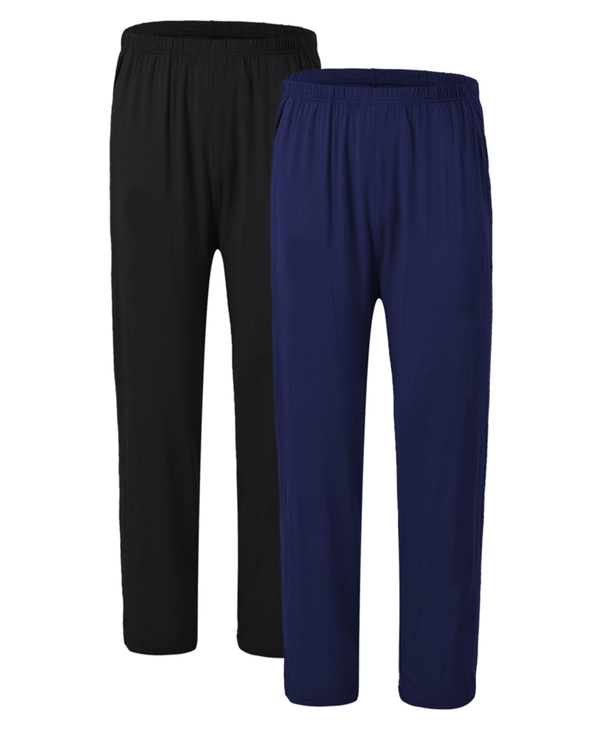 JINSHI Men's Pyjama Bottoms Lounge Pants Trousers PJ Bottom Soft Modal Nightwear Pajama Bottoms 2 Pack (Black, Navy) Size XL