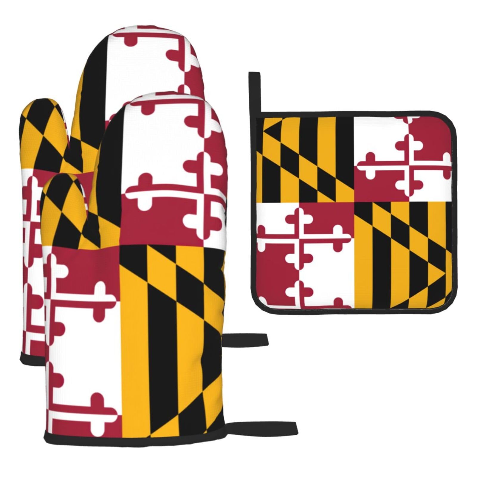 Maryland State Flag Oven Mitts And Pot Holders Sets Of 3 Oven Glove Kitchen Decor For Baking Cooking Bbq