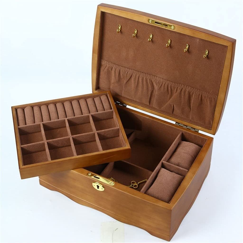 TIANQIHAO Vintage Wooden Jewelry Box Ring Earring Box For Friends Wedding Gifts Display Cabinet