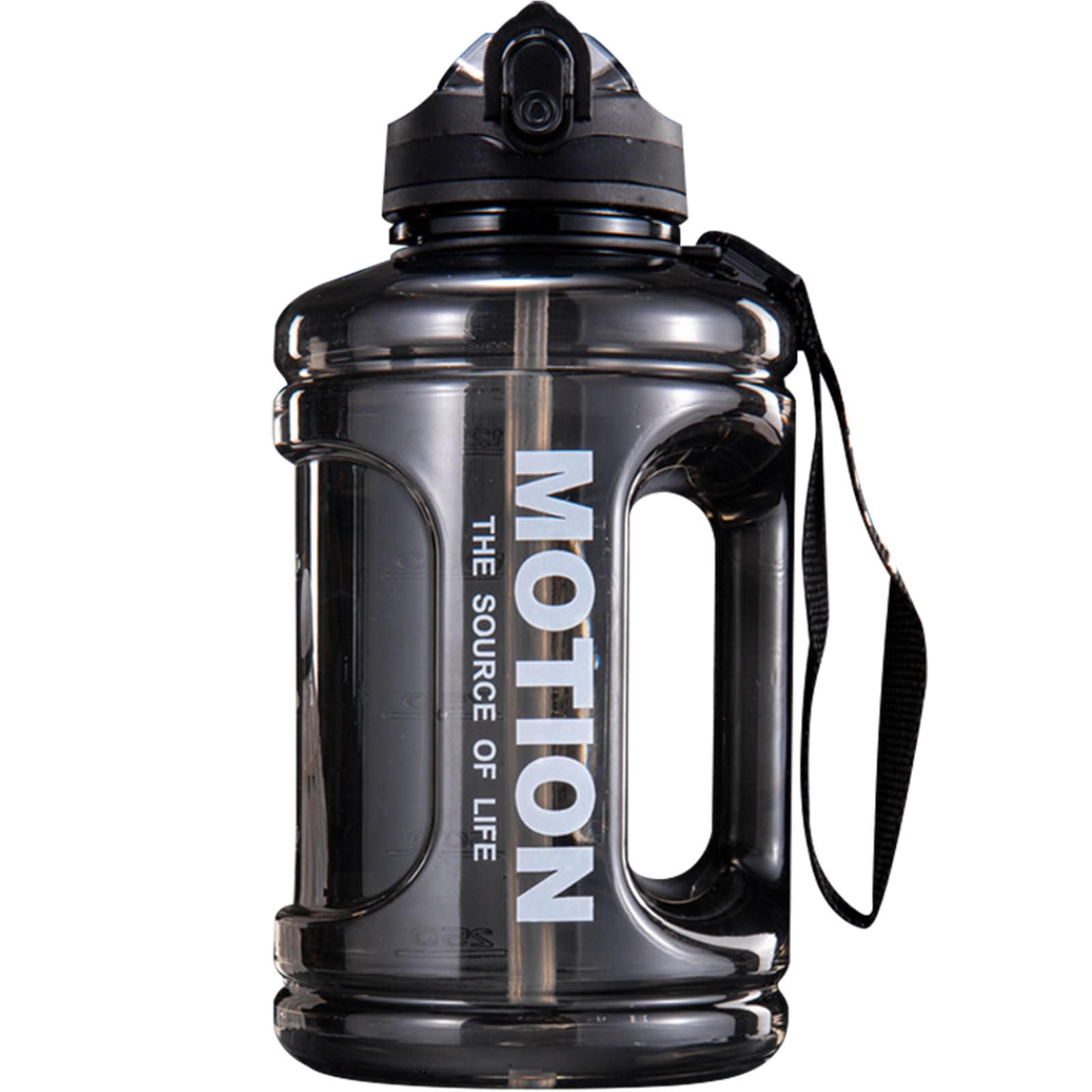 Ogetok 1.5L Large Water Bottle 50oz Black Water Jug, 0.4 Gallon Sports Gym Drink Container with Handle & Straw