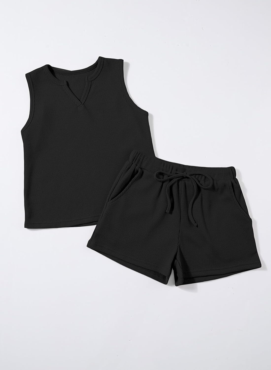 blibean Girls Summer Clothes Set Kids Waffle Pockets Cotton Outfit Size 4-13 Years - Image 7